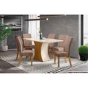 Ver imagem 3 de Mesa para Cozinha Luiza SC15 + Tampo Madeirado Vidro Curvo 160x90cm Nature/Off White - Henn