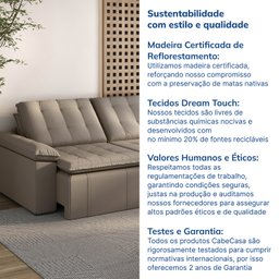 Sofá Cama Retrátil e Reclinável 4 Lugares 240cm Veludo com Molas Palmeira CabeCasa MadeiraMadeira - 10