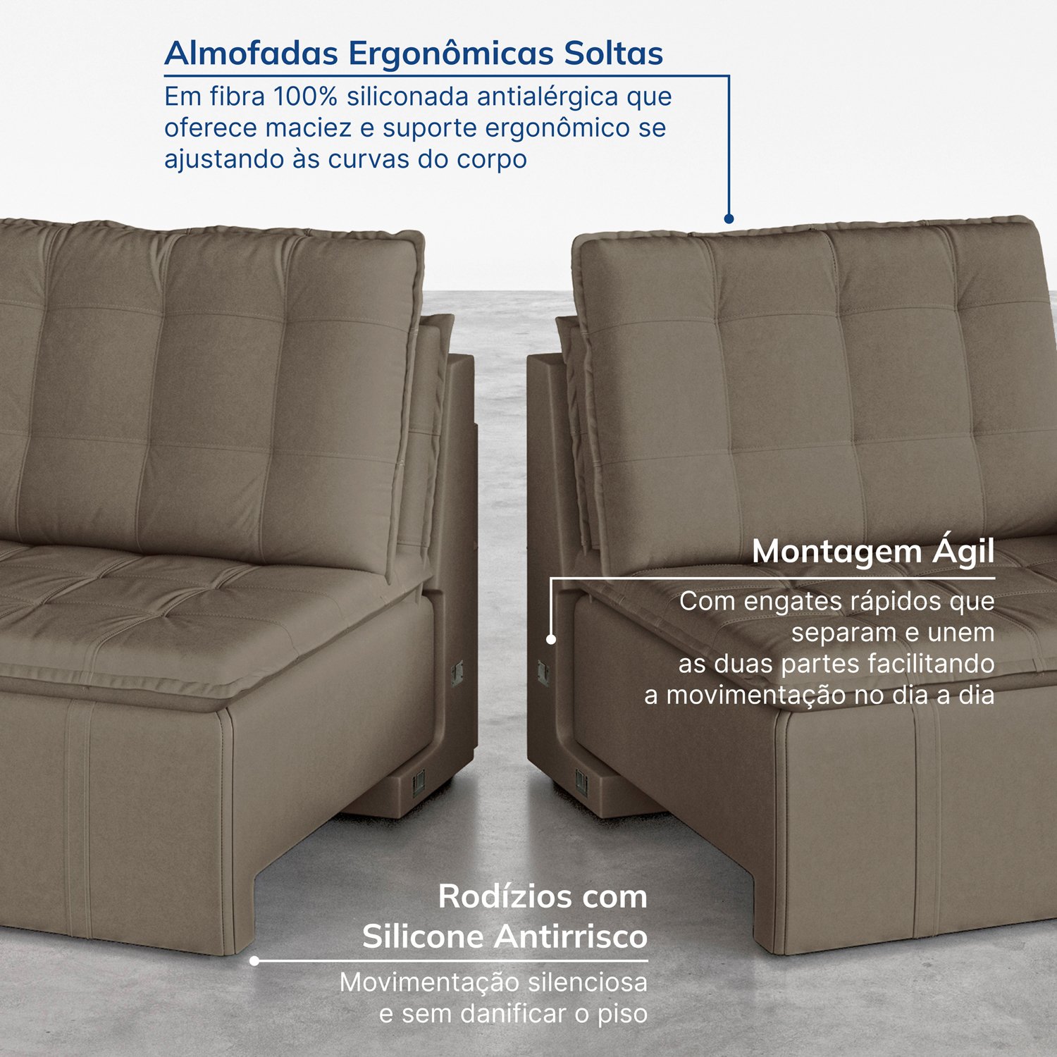 Sofá Cama Retrátil Palmeira 4 Lugares 240cm em Veludo com Molas CabeCasa MadeiraMadeira - 8