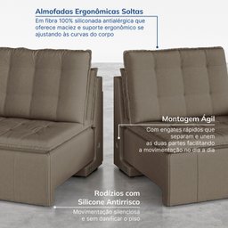 Sofá Cama Retrátil e Reclinável 4 Lugares 240cm Veludo com Molas Palmeira CabeCasa MadeiraMadeira - 8