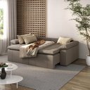 Ver imagem 4 de Sofá Cama Retrátil e Reclinável 4 Lugares 240cm Veludo com Molas Palmeira CabeCasa MadeiraOriginals Castor