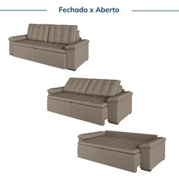 Sofá Cama Retrátil e Reclinável 4 Lugares 240cm Veludo com Molas Palmeira CabeCasa MadeiraMadeira - 5