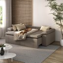 Ver imagem 3 de Sofá Cama Retrátil e Reclinável 4 Lugares 240cm Veludo com Molas Palmeira CabeCasa MadeiraOriginals