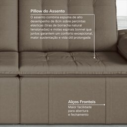 Sofá Cama Retrátil e Reclinável 4 Lugares 240cm Veludo com Molas Palmeira CabeCasa MadeiraMadeira - 7