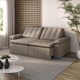 Sofá Cama Retrátil e Reclinável 4 Lugares 240cm Veludo com Molas Palmeira CabeCasa MadeiraMadeira - 2