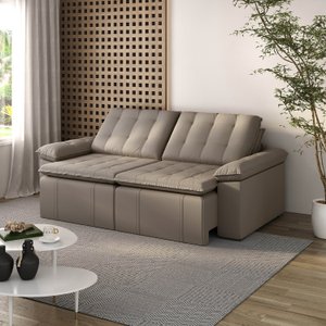 Sofá Cama Retrátil e Reclinável 4 Lugares 240cm Veludo com Molas Palmeira CabeCasa MadeiraMadeira