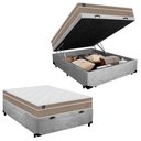 Ver imagem 1 de Cama Box Baú Casal Suede + Colchão Lis Molas Ensacadas Plumatex 138cm – Suporta até 120 Kg por