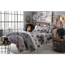 Kit Cobre Leito Colcha Solteiro Dupla Face 245x160cm Rider Happy Day Sultan - 1