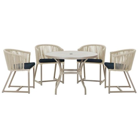 Mesa com 4 Cadeiras e Noronha Estofado 12 Trama Original Rami