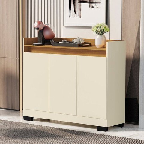 Buffet Aparador Real 3 Portas Pérola/mel - Móveis Primus