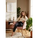 Ver imagem 2 de Poltrona Decorativa Luna Estofada Suede Rosa Pés Palito Madeira para Quarto,sala ou Consultórios.
