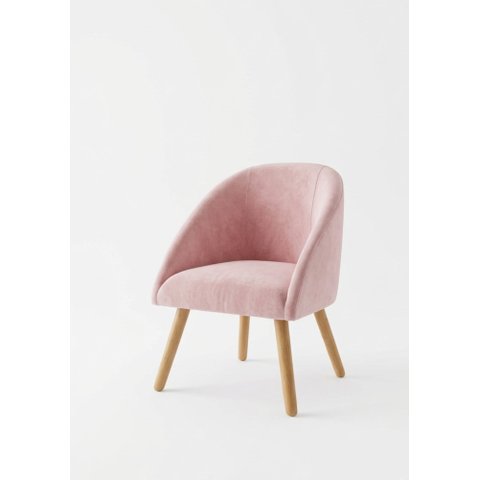 Poltrona Decorativa Luna Estofada Suede Rosa Pés Palito Madeira para Quarto,sala ou Consultórios.