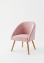 Ver imagem 1 de Poltrona Decorativa Luna Estofada Suede Rosa Pés Palito Madeira para Quarto,sala ou Consultórios.