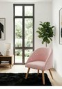 Ver imagem 4 de Poltrona Decorativa Luna Estofada Suede Rosa Pés Palito Madeira para Quarto,sala ou Consultórios.