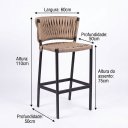 Ver imagem 2 de Kit 4 Banquetas Corda Náutica Balcão Ilha Área Gourmet Varanda Resistente Moderna Jardim:Preto/Rami