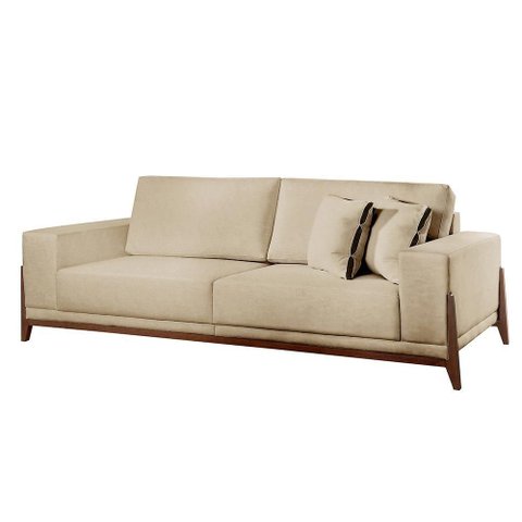 Sofá Fixo Magnus 4 Lugares Luxo 2,30m Castellar Móbile Linho Bege