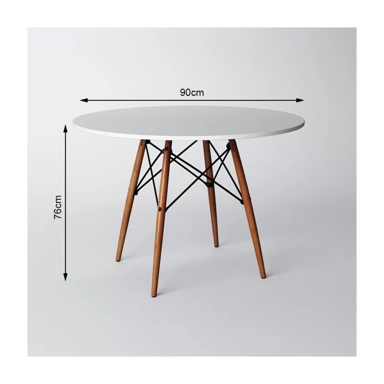 Conjunto Mesa de Jantar Eiffel 90cm Branca + 4 Cadeiras Charles Eames Branca. - 3