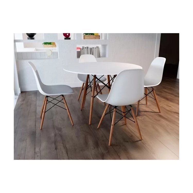 Conjunto Mesa de Jantar Eiffel 90cm Branca + 4 Cadeiras Charles Eames Branca. - 4