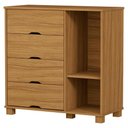 Ver imagem 3 de Guarda Roupa Solteiro 3 Portas Comoda 4 Gavetas Mdf Clara Nature Decmade
