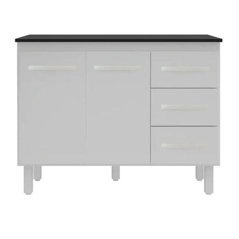 Balcão Bianca MDP 118cm Branco com Tampo 120cm Preto Moblis Móveis