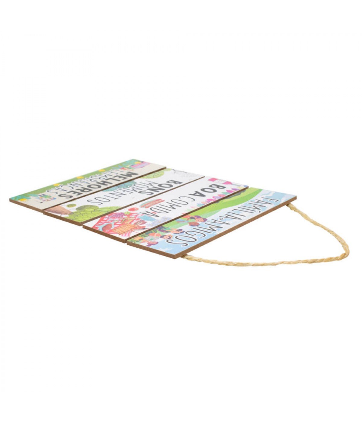 Jogo 4 Placas Decorativas Madeira Cordão 37x29x0,5cm - 2