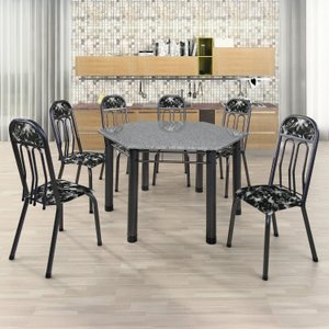 Conjunto Sala de Jantar Mesa Sextavada Paris