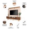 Estante Painel de Tv 85 220cm Évora H01 Castanho-off White - Mpozenato - 3