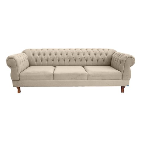 Sofá Chesterfield Elisabeth 2m - Suede Bege / Recepção, Moveis, Sala, Decoração