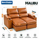 Ver imagem 3 de Sofá 2 Lugares 1,70m Retrátil e Reclinável Malibu Bom Pastor Caramelo Veludo PU
