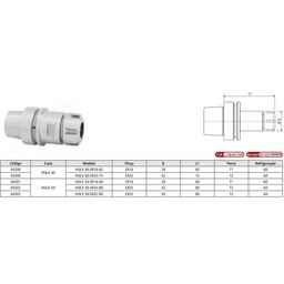 Porta Pinça Er Modelo Hsk-e 50 - Er16 - 60 - Din 69893/ Forma e - 4