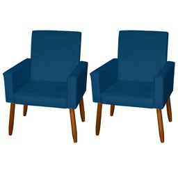 Kit 2 Poltronas Decorativas Mel Suede Azul Marinho Dal Poz Estofados - 2