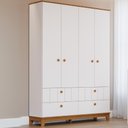 Ver imagem 1 de Guarda Roupas Infantil Estilo Retrô 100% Mdf 4 Portas