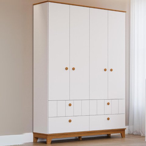 Guarda Roupas Infantil Estilo Retrô 100% Mdf 4 Portas