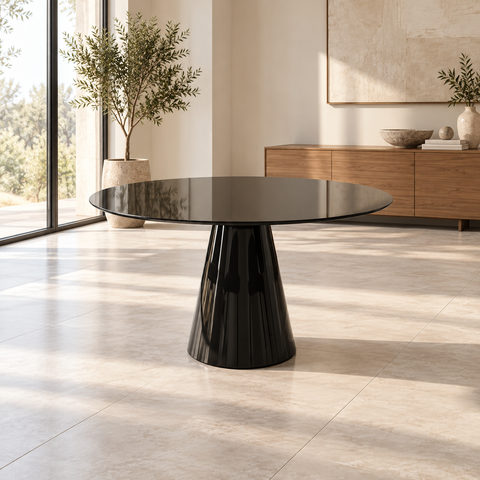 Mesa de Jantar Redonda 70 cm – Tampo em Laca Preto - 2 Lugares