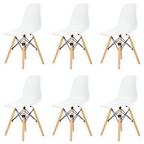 Kit 6 Cadeiras Charles Eames Eiffel Dsw - Branca - Kza Bela Branca