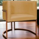 Ver imagem 2 de Poltrona Decorativa Recepção Luna Suede Cores Base de Ferro Bronze