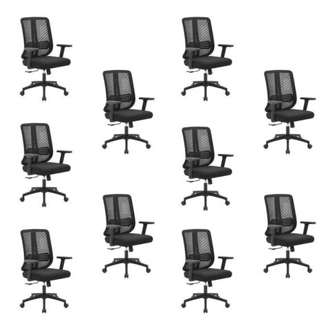 Kit com 10 Cadeiras Office Diretor Ajustavel e Ergonomica com Nr 17 Montana