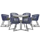 Ver imagem 1 de Mesa e 6 Cadeiras e Noronha Preto E13 Trama Original Azul