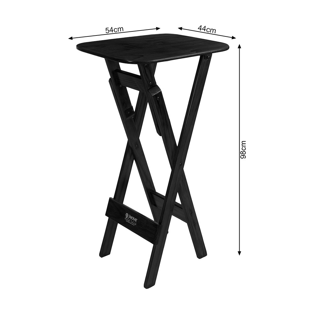 Kit 2 Conjuntos Mesa Bistrô Bar Dobrável com 4 Cadeiras em Madeira Maciça - Preto - 5