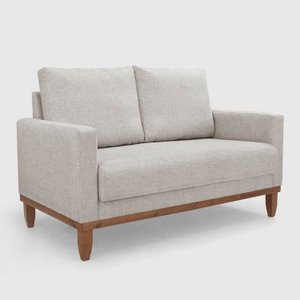 Poltrona Living 02 Lugares com Almofada Sara Due Decor - Linho Cru