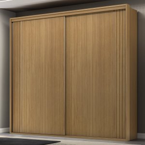 Guarda Roupa Casal 2 Portas Mdf Ripado 2,07 M Imperium Belmax:freijó