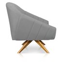 Ver imagem 5 de Poltrona Giratória Giovana Suede Cinza Base Madeira MA30 - D’Rossi
