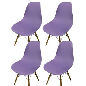 Kit 4 Capa de Cadeira Charles Eames Eiffel Pé Palito Malha Lisa:lilás