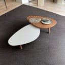 Ver imagem 4 de Kit 2 Mesas de Centro Orgânicas Pés Palito em Madeira Branco e Mel