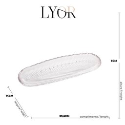 Kit 5 Pratos de Cristal Leaf 39x14cm Lyor Travessa Bandeja Pães Doces Hotel Pousada - 6