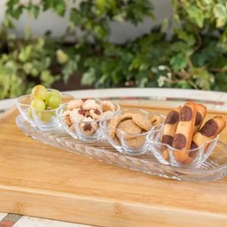 Kit 5 Pratos de Cristal Leaf 39x14cm Lyor Travessa Bandeja Pães Doces Hotel Pousada - 3