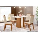 Ver imagem 1 de Sala de Jantar Completa Orus C- Tampo Madeirado 120x80cm e 4 Cadeiras Isa Nature-off White - Linho