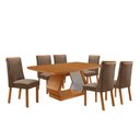 Ver imagem 1 de Mesa de Jantar Alvorada 180 cm Tampo MDF Canto Copo Laminado e 6 Cadeiras Yasmin