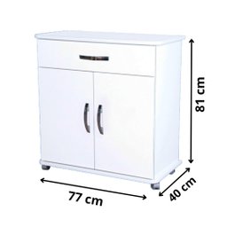 Balcão Multiuso/ Buffet 2 Portas Gaveta com Rodízio - Bella Vercelli 220:Branco - 3