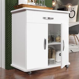 Balcão Multiuso/ Buffet 2 Portas Gaveta com Rodízio - Bella Vercelli 220:Branco - 1